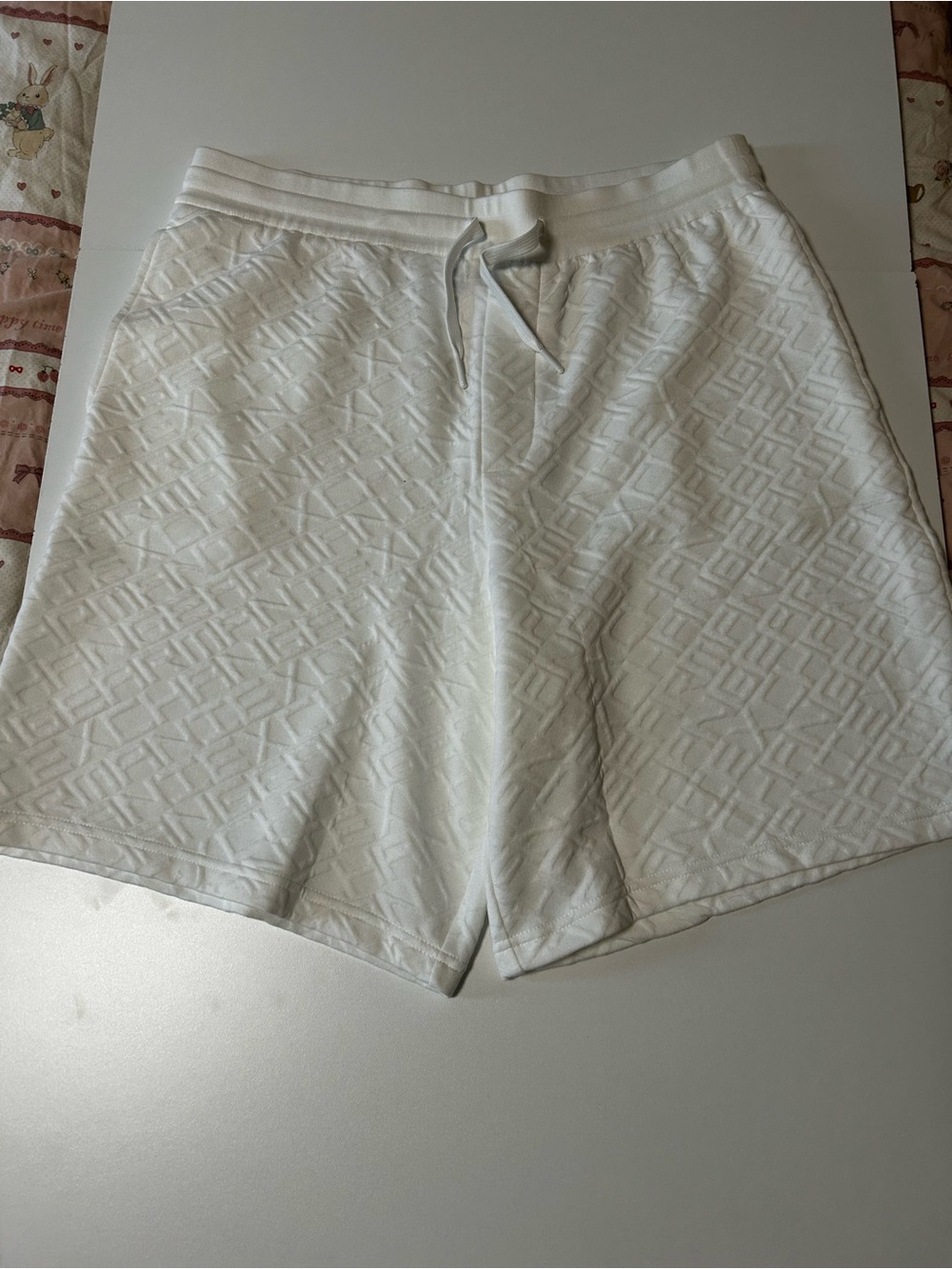 ARMANI EXCHANGE Textured White Drawstring Shorts